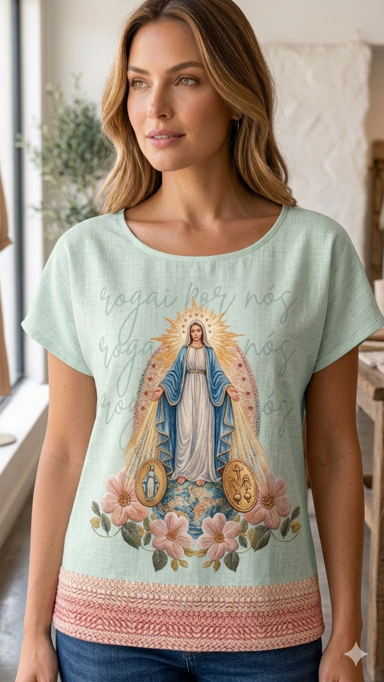 Blusa Nossa Senhora das Graças Estilizada
