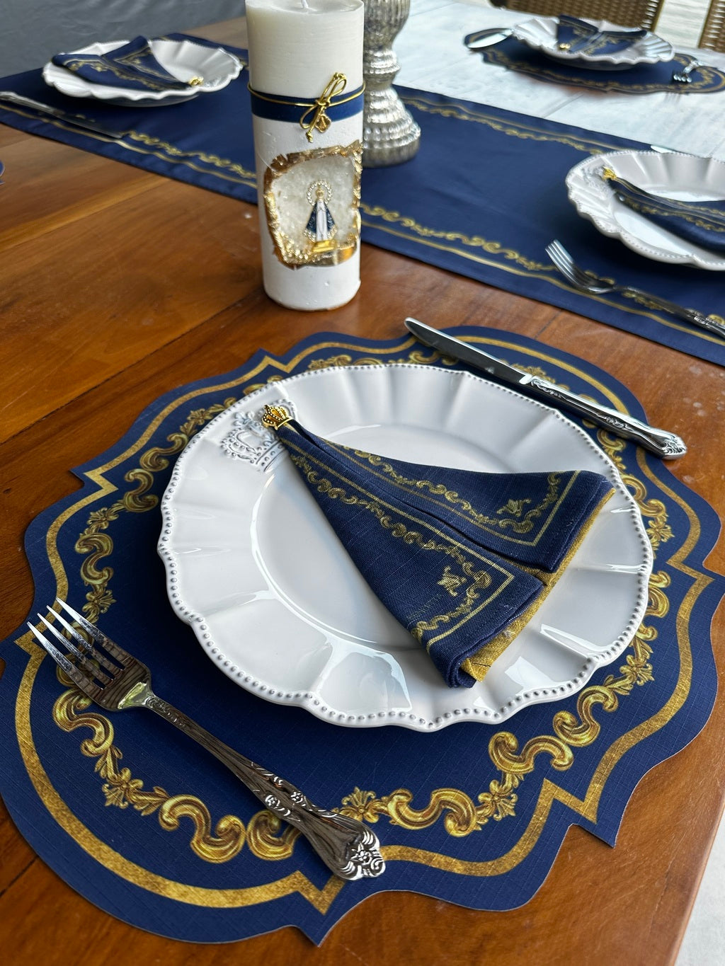 Guardanapo Dobradura - Nossa Senhora Azul Marinho